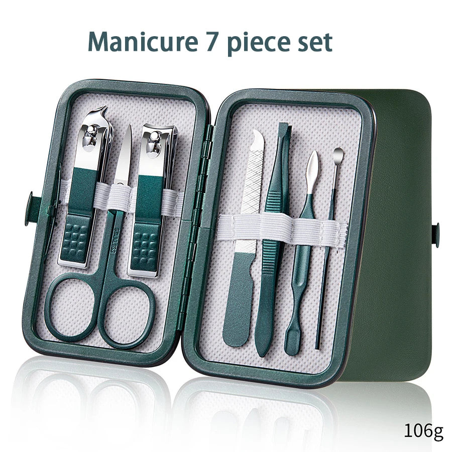 Professional 7-18 Piece Nail Care Kit Stainless Steel Manicure & Pedicure Set with Travel Case for On-the-Go Grooming