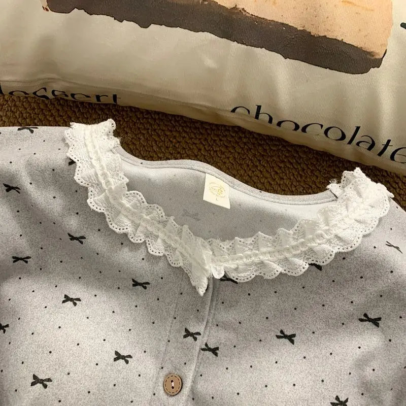 Harajuku Style Cartoon Relax Bear Women's Pajamas Plus Size 2PCS Set Cute Print with Chest Pad Autumn Winter New Loose Sleepwear