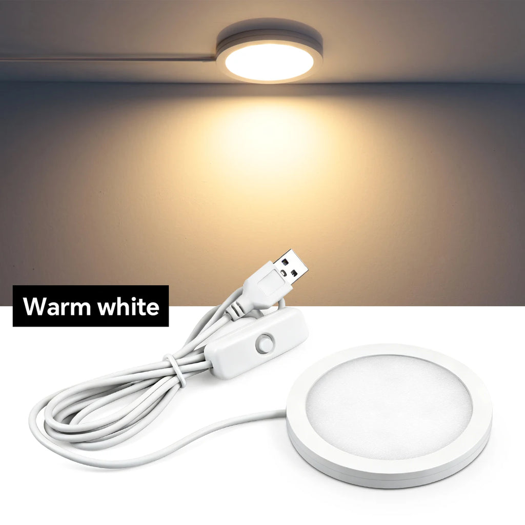Mini LED Night Light 5V Round LED Puck Lights USB Powered Bambulab Lamp Parts Bedside Table Lamp Lighting Kit