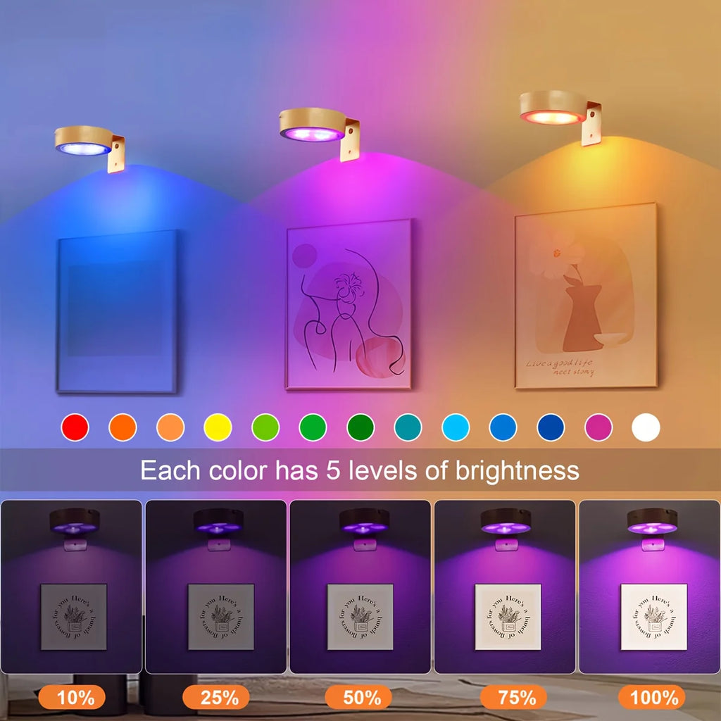 1pc Office Desk Lamp LED Magnetic Puck Light Dimmable Color Changing Battery Powered Remote Control Task Lighting for Workspace