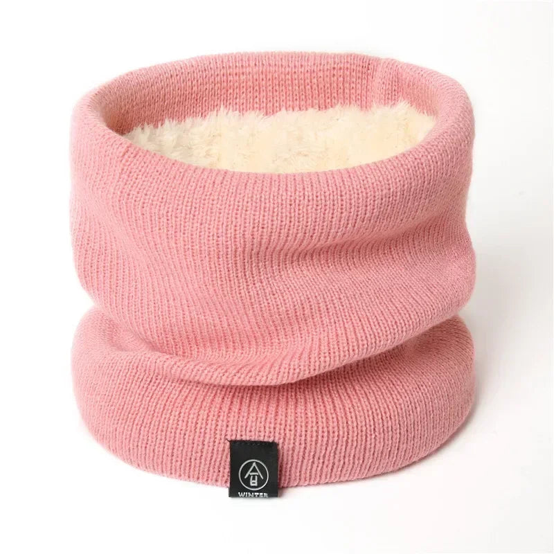 Warm Winter Ring Scarf Women Men Unisex Solid Plus Velvet Knitted Full Face Mask Snood Neck Scarves Bufanda Thick Muffler 2030