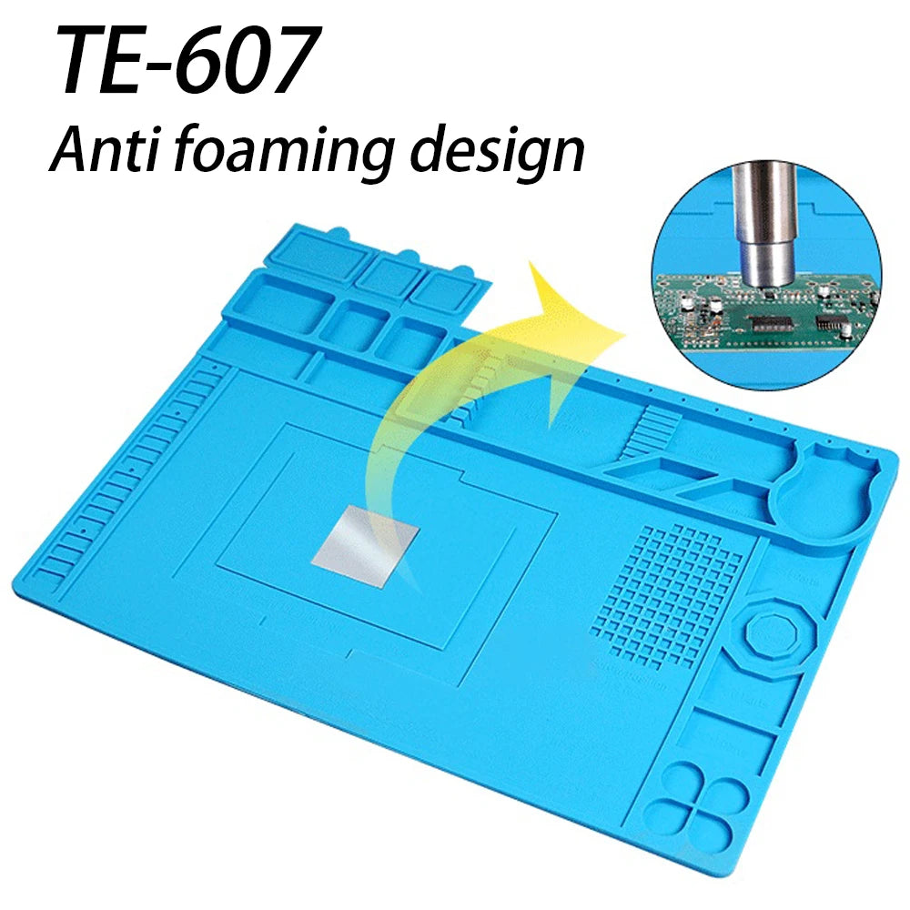 Magnetic Mat Silicone Repair Mat Circuit Board Soldering Pad Heat Resistant 932°F Anti-Static for ESD Iron Phone Repair