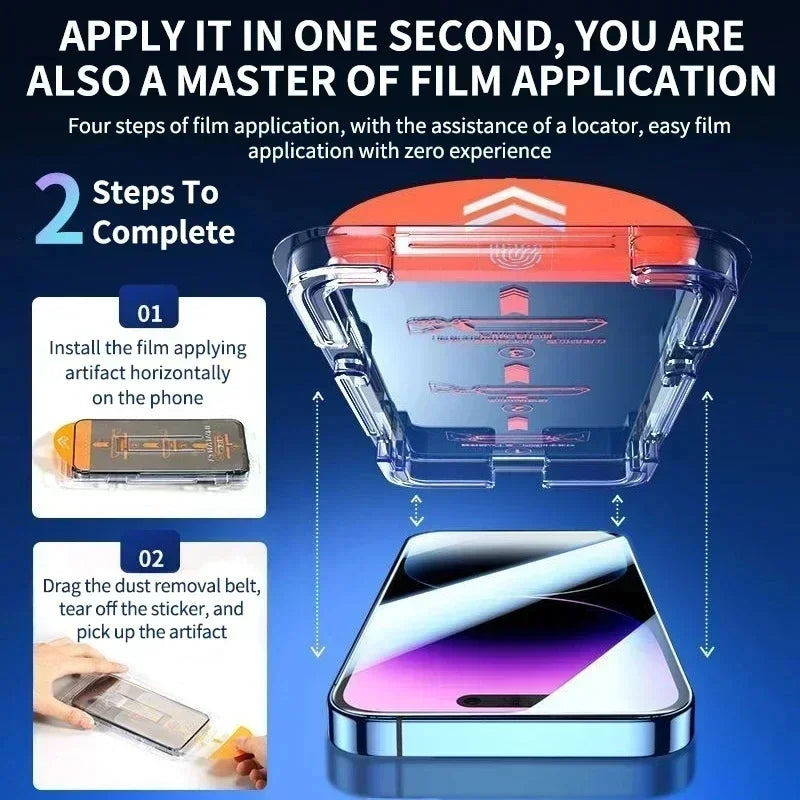 1-3Pc 8K High End Tempered Glass For iPhone 15 14 13 12 11 Pro Max XS MAX 15 16 Screen Protector With Alignment Mounting Cover