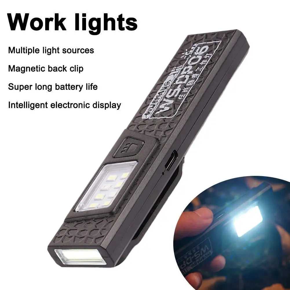 Outdoor COB LED Flashlight 650Lm Portable Mini Pocket Torch Magnetic Work Light with 7 Lighting Modes