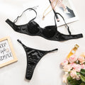 Sexy 2-Piece Lingerie Set Lace Bra & Thong Women's Underwear Patchwork Suits