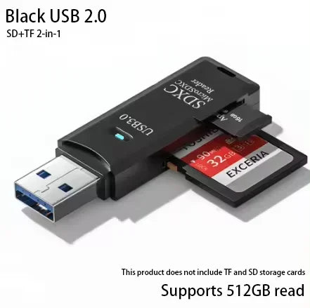 NNBILI 1-2pcs Card Reader USB3.0/2.0 To SD TF Memory Adapter High Speed TF Memory 2 IN 1 Card Reader For PC Laptop Accessories