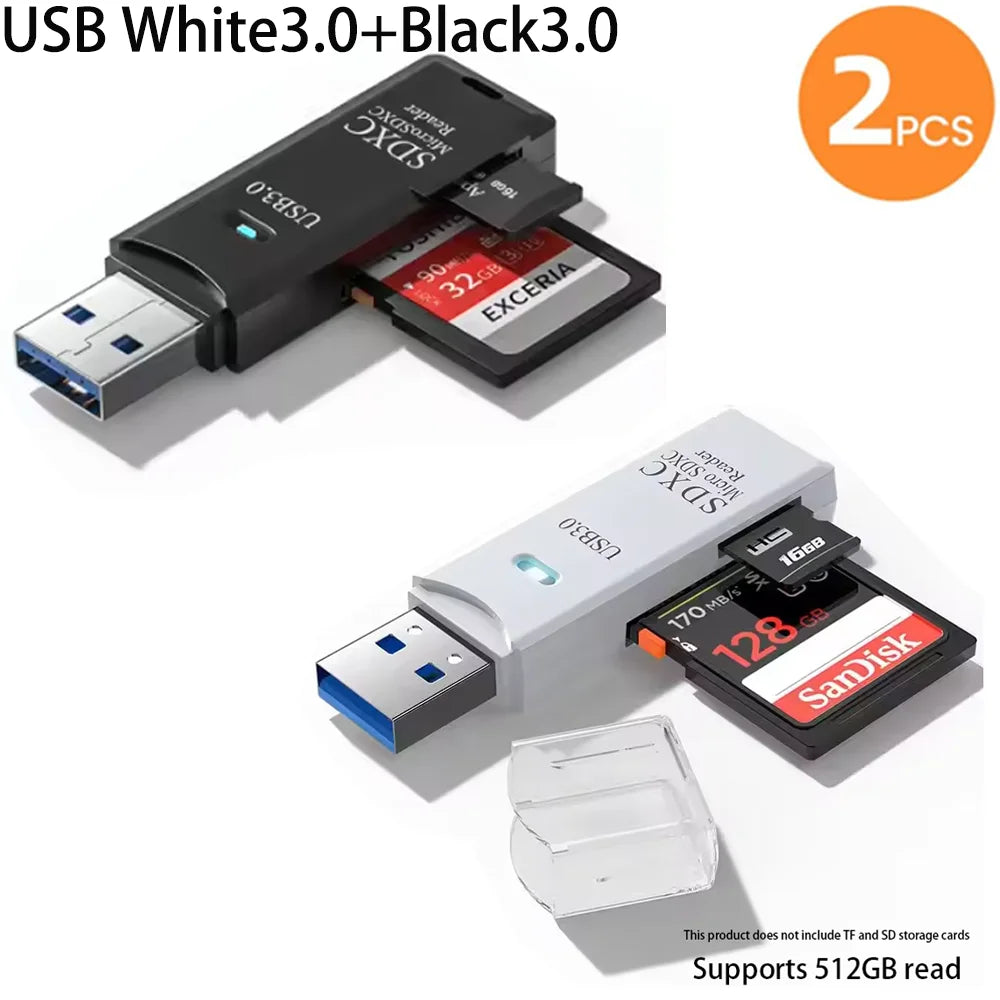 2 in 1 USB2.0/3.0 Card Reader Micro TF sd card Reader usb adapter High Speed Cardreader TF Memory card For PC Laptop Accessories