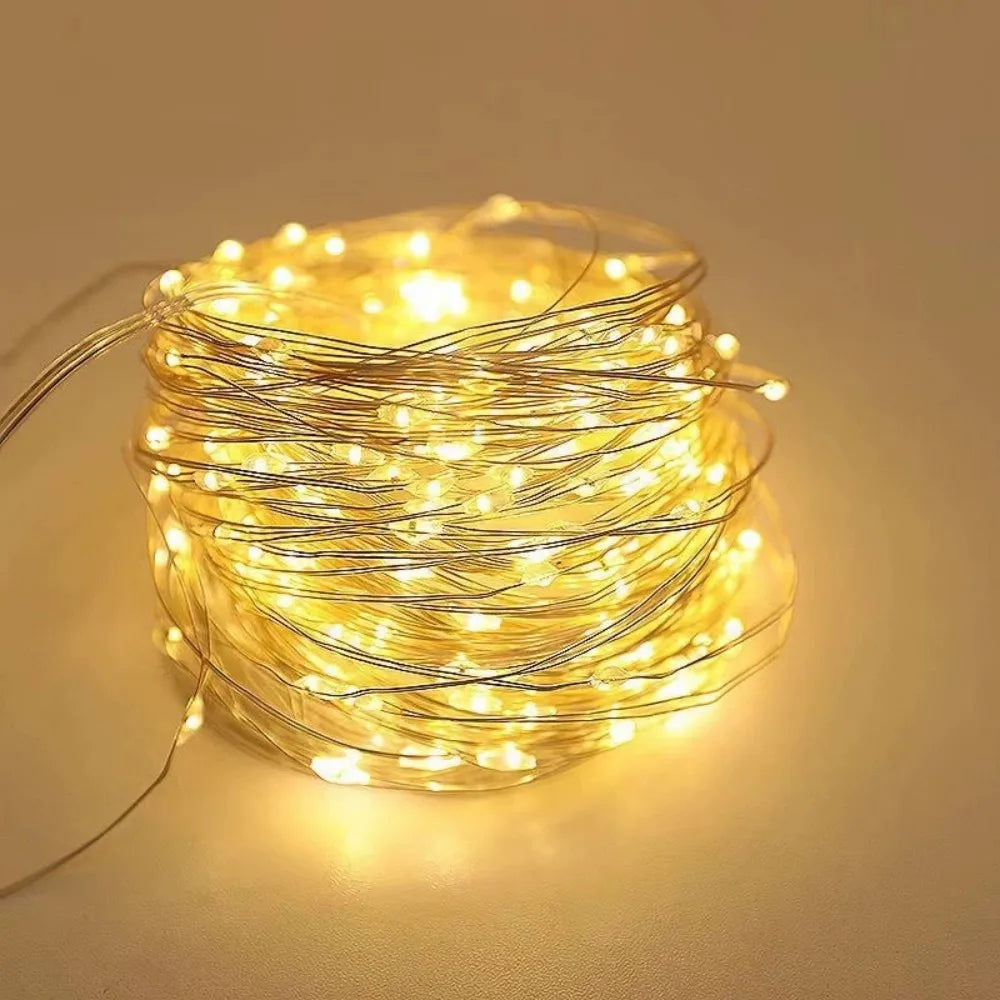 1pc 50/100/200/300LED Solar Fairy Lights Outdoor,8 Modes Copper Wire LED Light String,Holiday Party Garden Decoration Light
