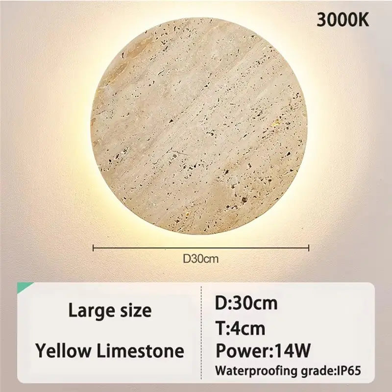 A03F-Outdoor LED Wall Light Waterproof Yellow Travertine Stone For Garden Villa Fence