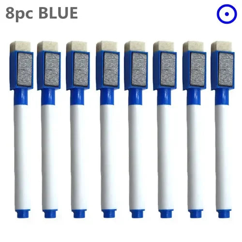 8PC Magnetic Colorful Whiteboard Pen Black White Board Markers Built In Eraser School Supply children's Graffiti Drawing pen