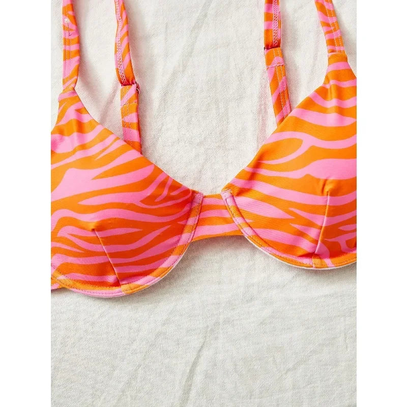 New summer vacation leopard print bikini set, summer vacation beach swimming bikini setovs