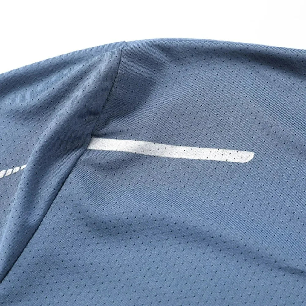 Men's Running Quick Drying T-shirts Breathable Hiking Fishing Tees Soft Elasticity Outdoor Sports Short Shirt Summer