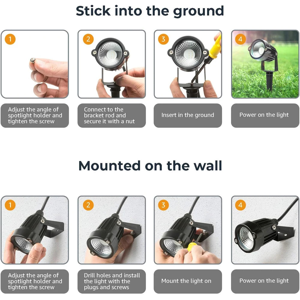 RGBW Landscape Lighting 10W with Remote Spotlight 110V 220V IP65 Waterproof for Yard Tree Lawn Garden Outdoor Christmas Light