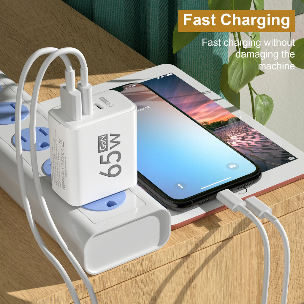 PD 65W Fast Charging Charger USB Mobile Phone Power Adapter For Samsung Huawei Xiaomi iPhone Honor Type C Quick Charge Charger