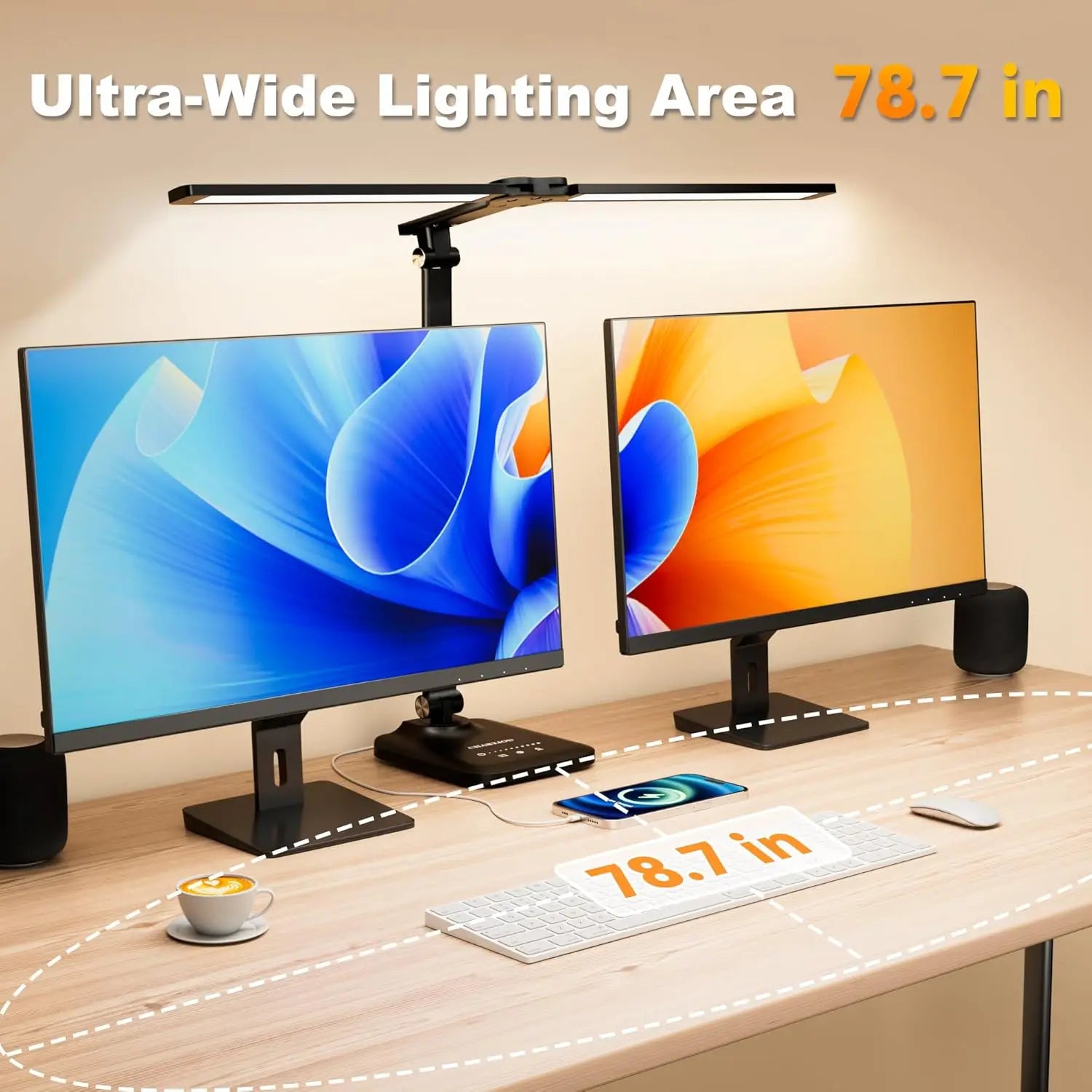 Adjustable LED Desk Lamp with USB Charging, Stepless Dimming for Office Home Reading Study