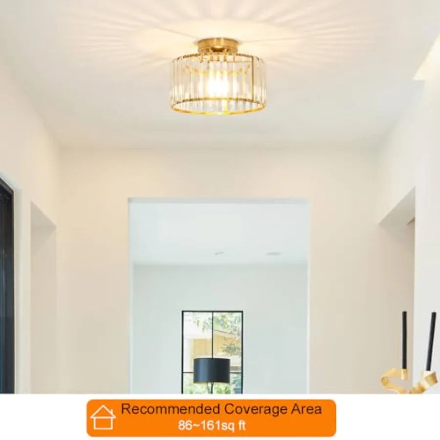 Crystal Ceiling Light Fixture, Modern Semi Flush Mount Ceiling Light, Hallway Lighting Fixtures Chandelier for Kitchen, Close T