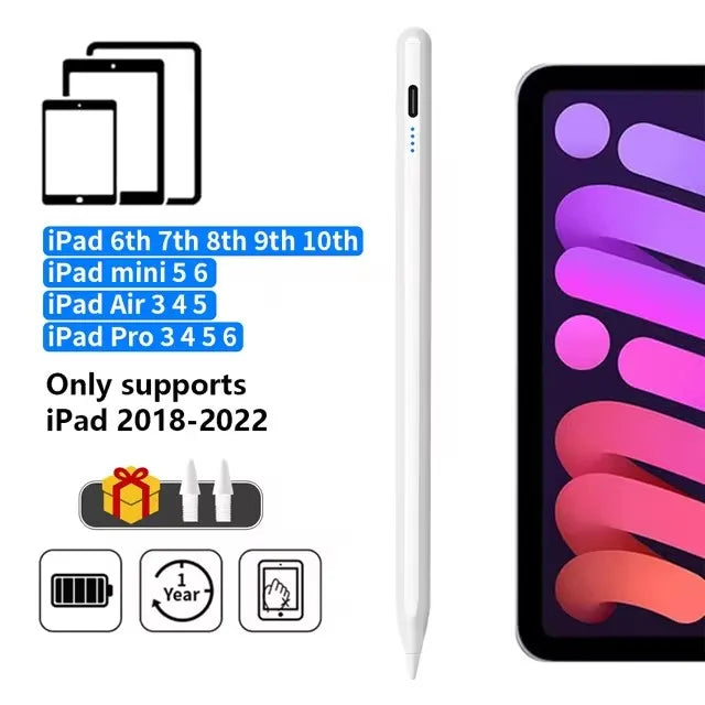 Palm Rejection Stylus Pen with Power Display for Apple iPad - Compatible with iPad 2018-2022 iPad Pro Air Mini