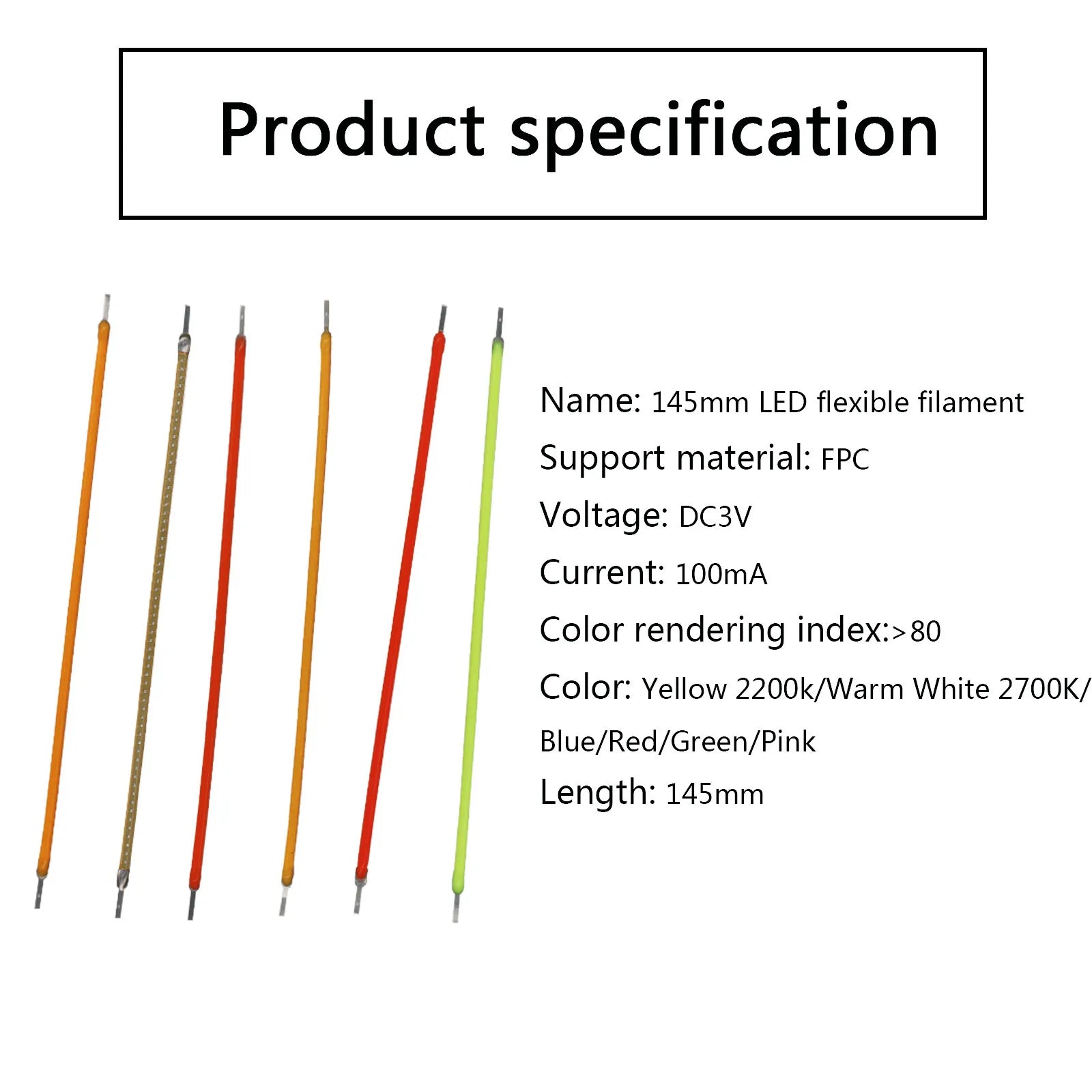 100pcs LED Filament Lamp Parts DC3V 145mm Warm Retro Edison Bulb LED Diodes Flexible Filament For Christmas Decorative Lamp