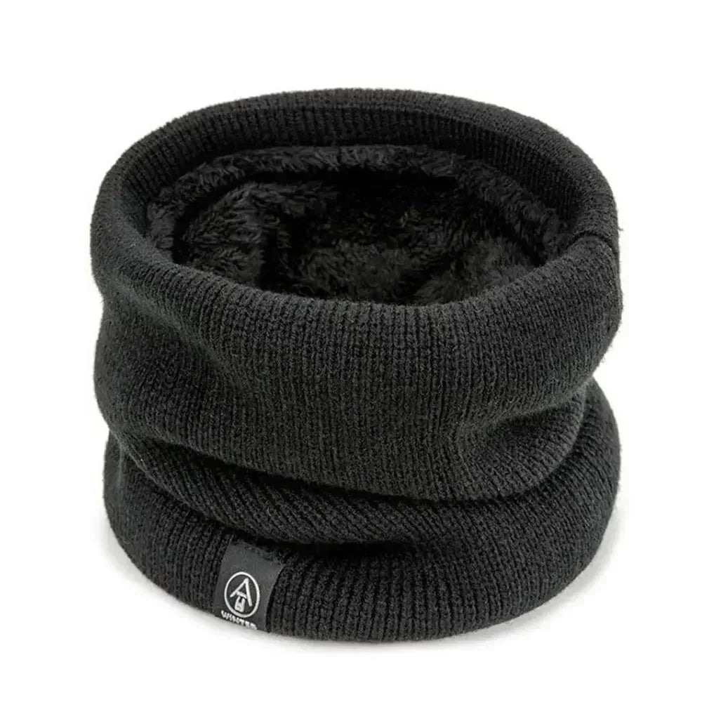 Warm Winter Ring Scarf Women Men Unisex Solid Plus Velvet Knitted Full Face Mask Snood Neck Scarves Bufanda Thick Muffler 2030
