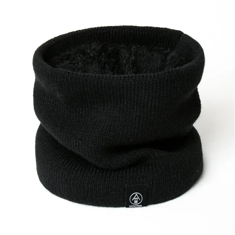 Warm Winter Ring Scarf Women Men Unisex Solid Plus Velvet Knitted Full Face Mask Snood Neck Scarves Bufanda Thick Muffler 2030