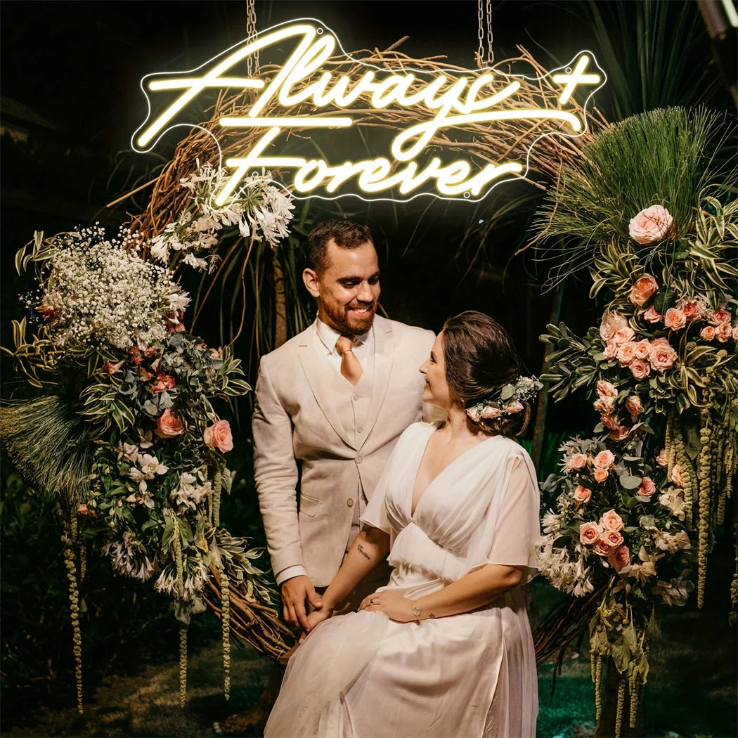 Always Forever LED Neon Sign Room Wall Decor Wedding Light for Engagement Birthday Wedding Party Gift USB Powered Neon LED Signs