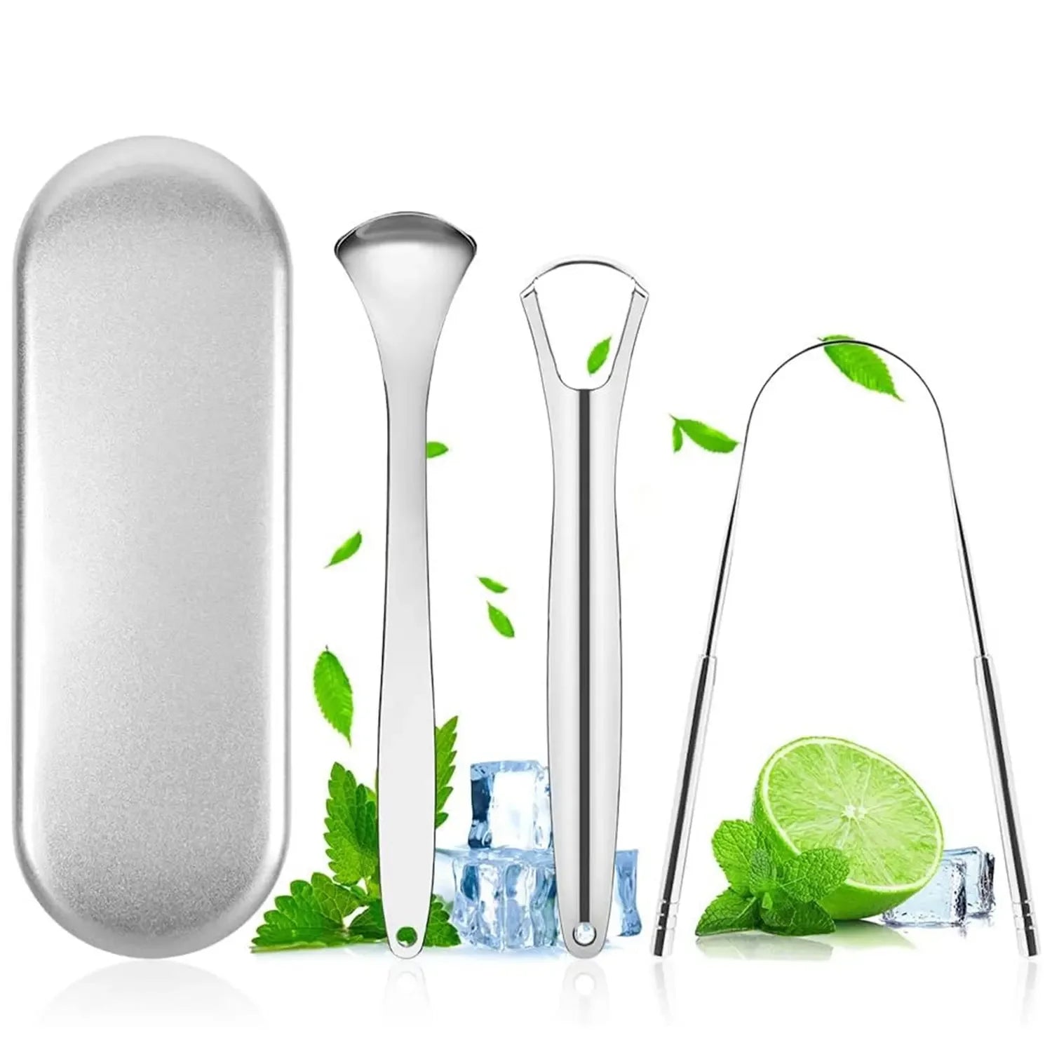 Premium 1pcs/3pcs Metal Tongue Scraper Cleaner for Adults & Kids, Portable Stainless Steel Tongue Scrapers Brushes for Removing