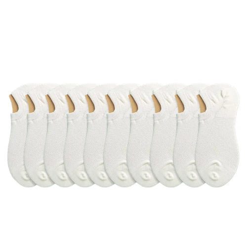 10 Pairs Summer Men's Socks Soft Breathable Cotton With Soft Silicone Anti-slip Coating Invisible Socks Casual Boat Socks