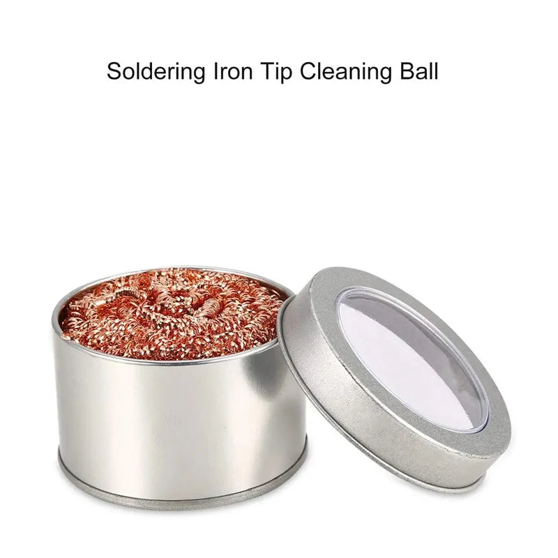 Cleaning Ball Desoldering Soldering Iron Mesh Filter Cleaning Nozzle Tip Copper Wire Cleaner Ball Metal Dross Box Clean Ball