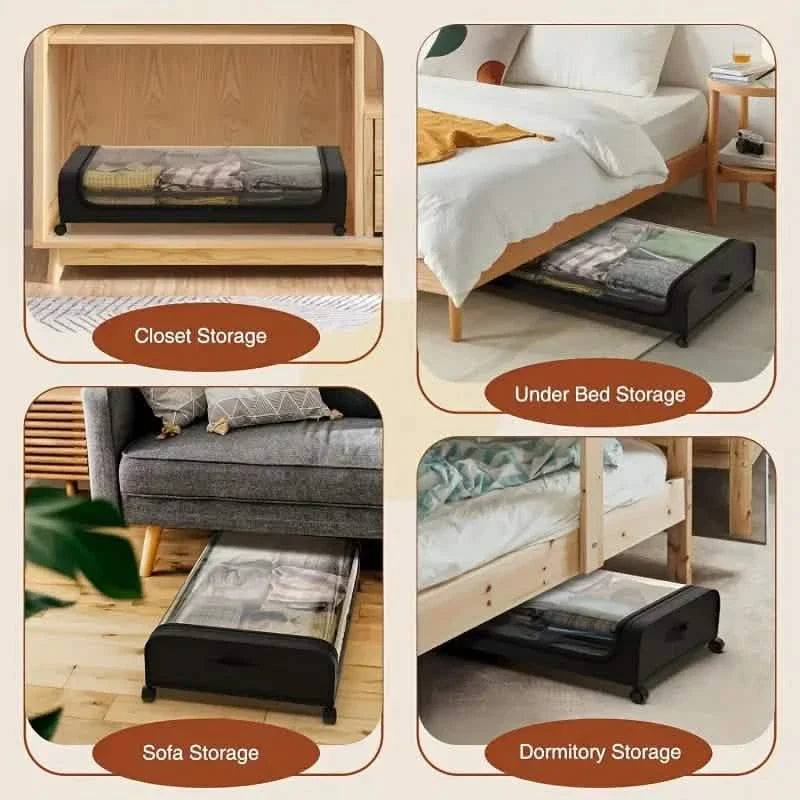 Under-Bed Storage Drawer with Wheels Multipurpose with Clear Window & Label