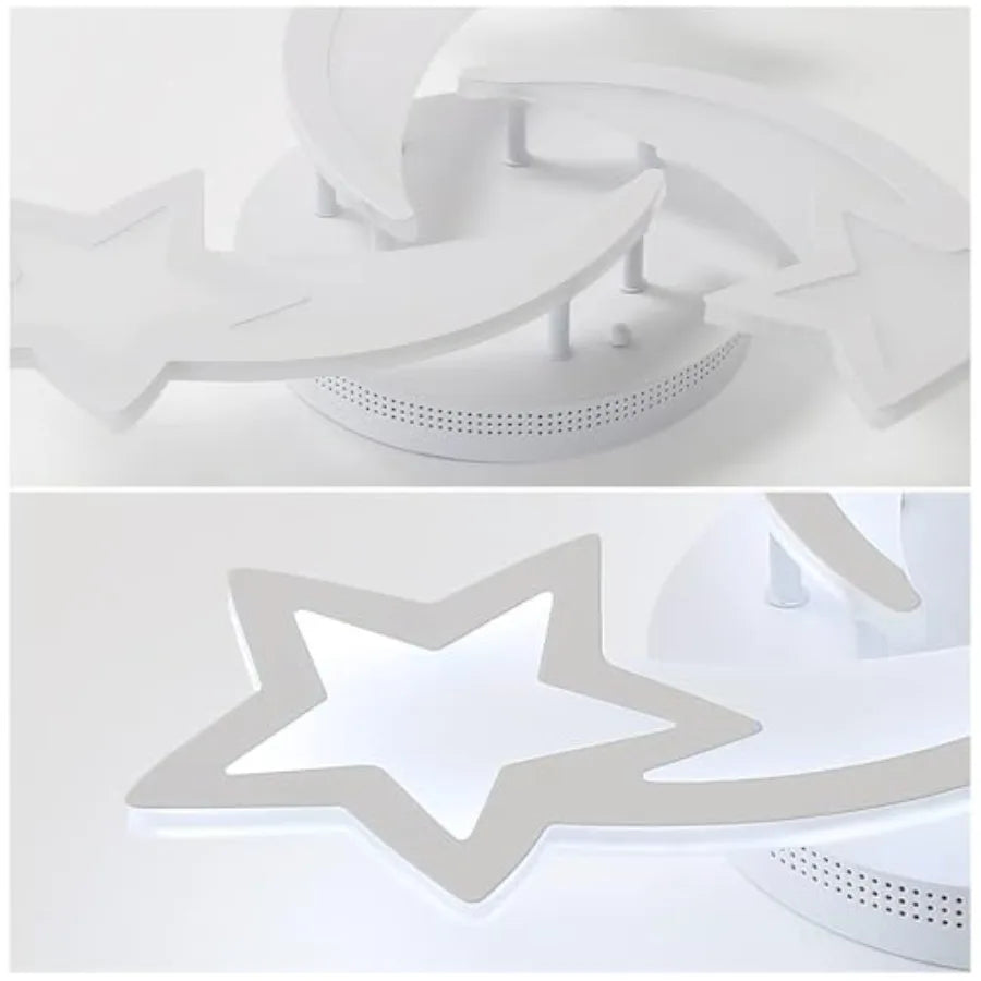 room Ceiling Light, 3 Light Mode 3000K/4500K/6000K White Acrylic Close to Ceiling Light Fixtures, Stars Cartoon Flush Mount Cei