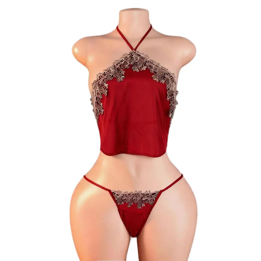 Court Red Bellyband with Panty Sling Sleep Tops Suit Sexy Lingerie Private Bride Antique Pajamas Female Chinese Cosplay Anime