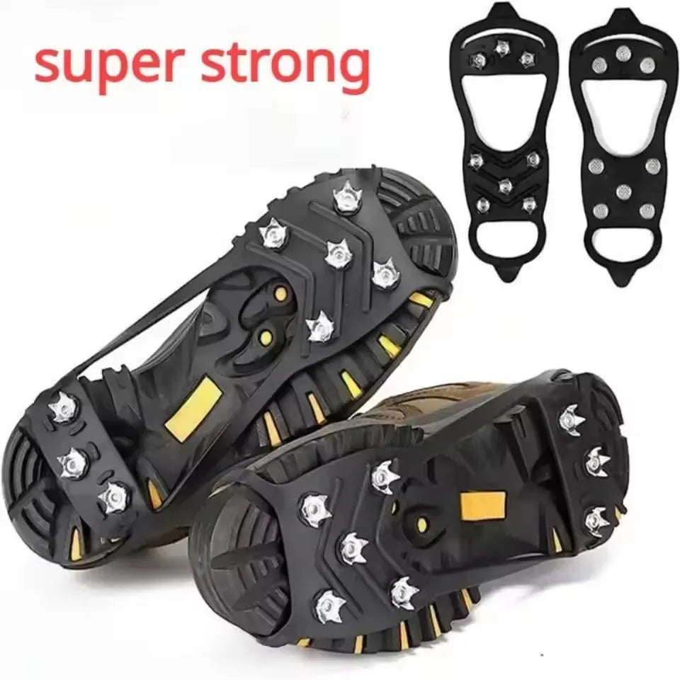 1Pair Shoe Spikes for Snow Footwear Winter Grip Walk Traction Cleats 8-Teeth for Outdoor Enthusiasts Men Women Adults Climbing