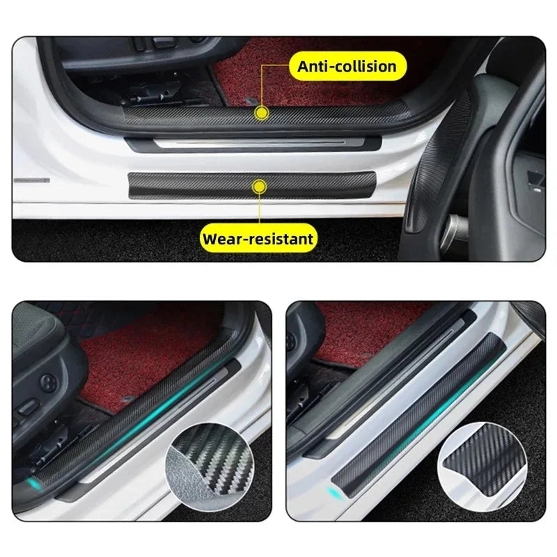 1-5m Nano Carbon Fiber Car Tape Sticker Door Mirror Protector Strip Waterproof Adhesive Protective Film DIY Accessory