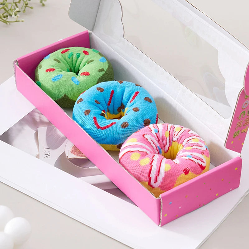 Mid-Calf Socks For Men And Women, Novelty And Fun Colorful Pink Donut Gift Box Socks, Comfortable And Breathable
