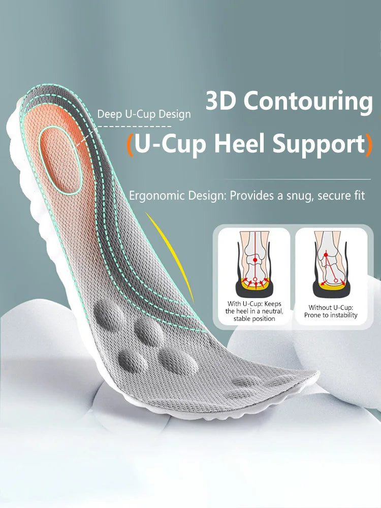 Latex Sport Insoles Soft High Elasticity Shoe Pads Orthotic Breathable Deodorant Shock Absorption Cushion Arch Support Insole