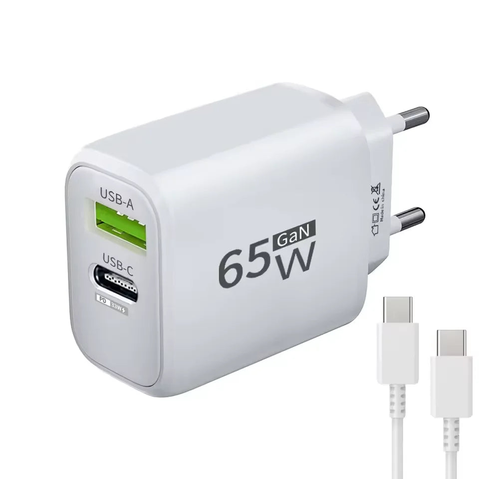 PD 65W GaN Type C USB Mobile Phone Charger Fast Charging Power Adapter For iPhone Samsung Hawei Xiaomi Quick Charge Wall Charger