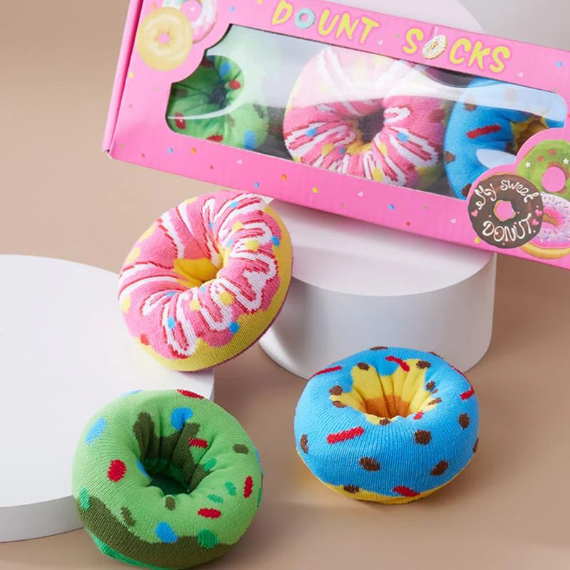 Mid-Calf Socks For Men And Women, Novelty And Fun Colorful Pink Donut Gift Box Socks, Comfortable And Breathable