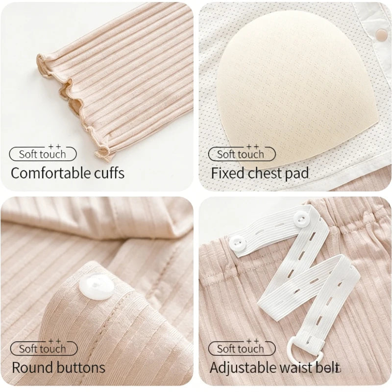 Modal Maternity Nursing Robe Set 3 Piece Postpartum Breastfeeding Pajamas with Chest Pads Hospital Labor Delivery Pregnancy Pjs