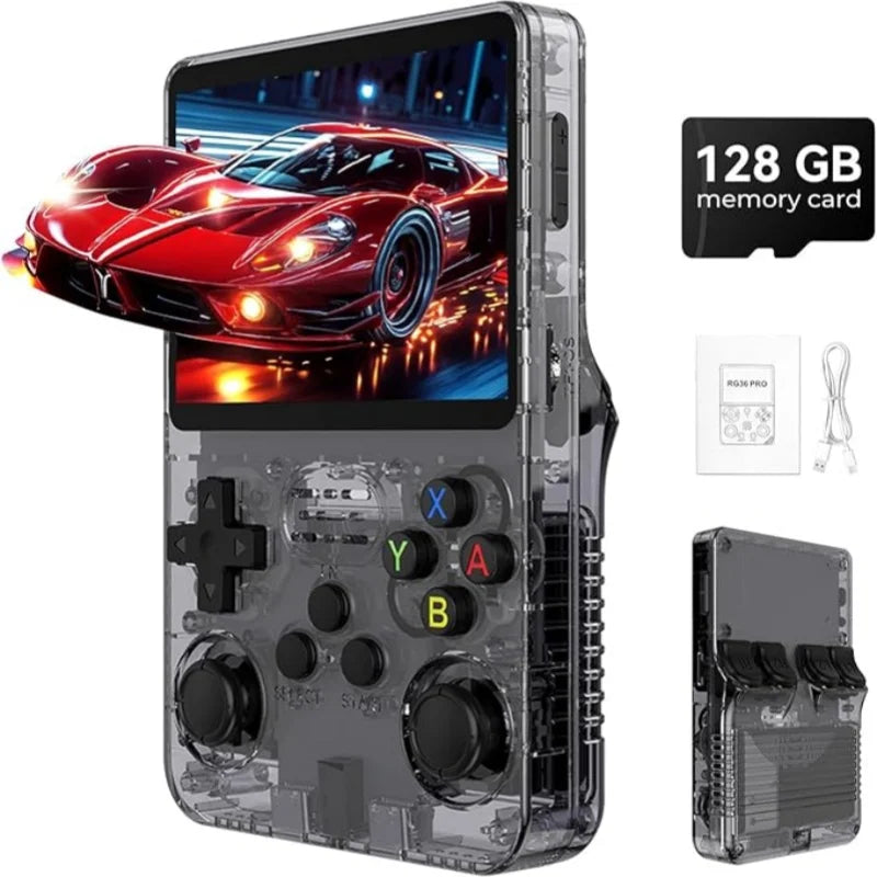 R36S Retro Handheld Game Console with ARKOS System 3.5IPS 128GB/64GB  Storage Preloaded Games Portable Gift for Boys & Gamers
