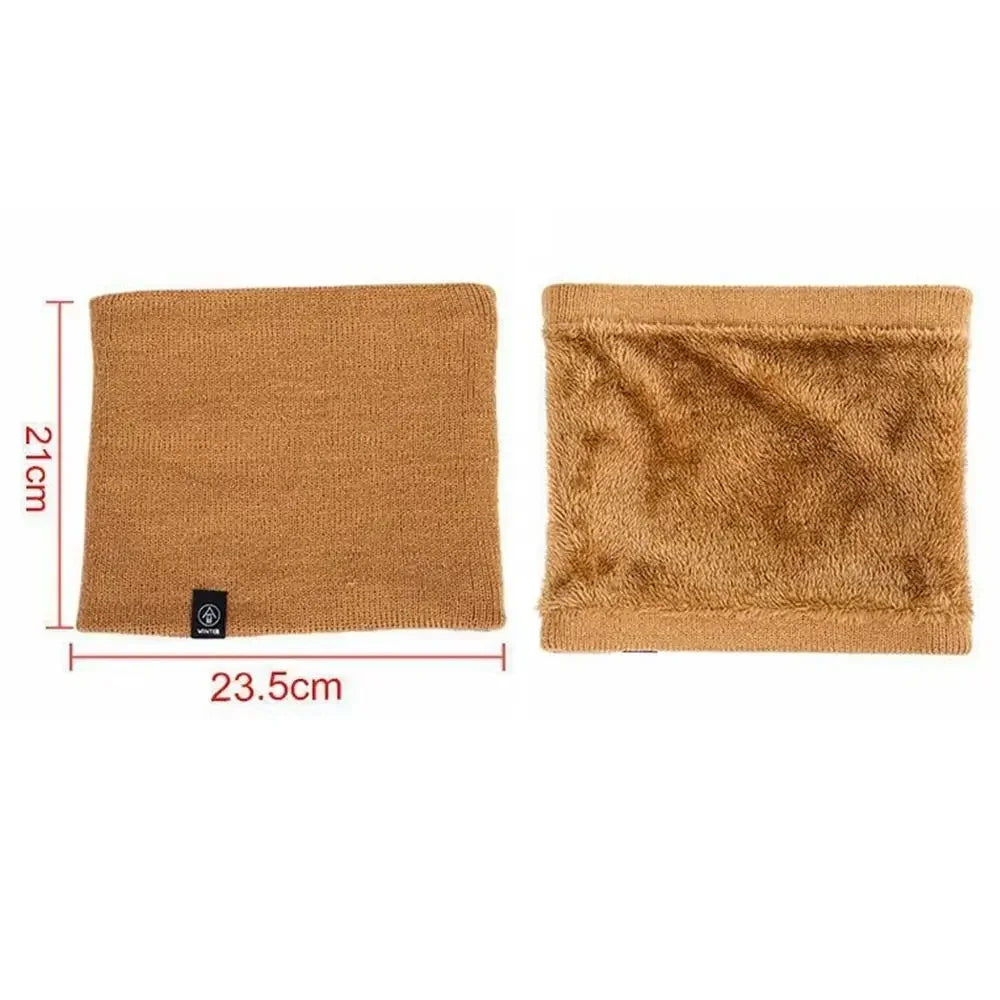 Warm Winter Ring Scarf Women Men Unisex Solid Plus Velvet Knitted Full Face Mask Snood Neck Scarves Bufanda Thick Muffler 2030