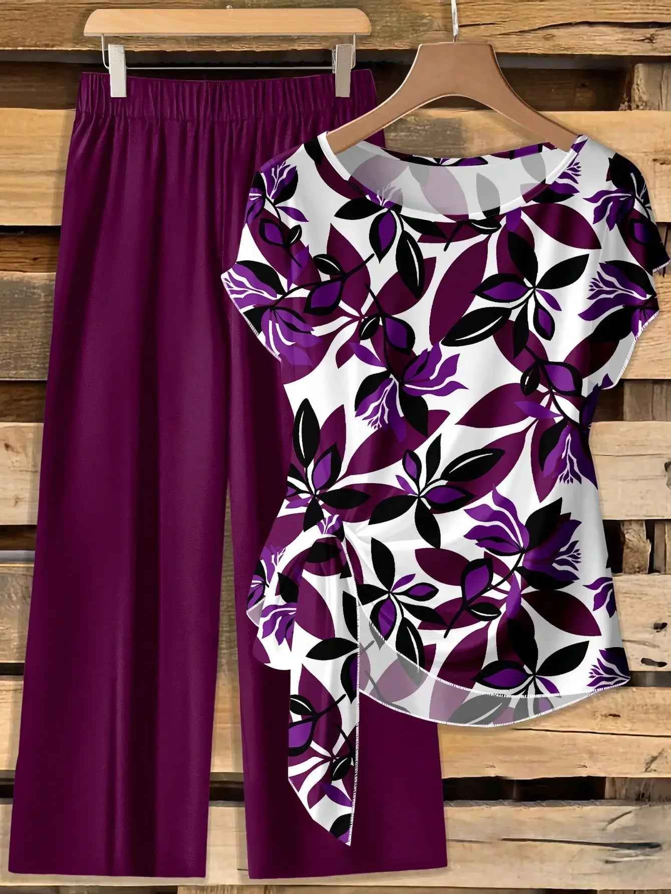 Window Geometric Print Pants Matched With Loose Tie Bow Blue Shirt, 2 Pieces Set Suitable For Spring/Summer VacationEV