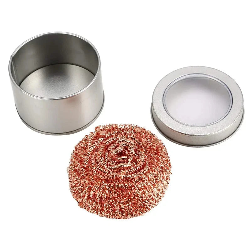 Cleaning Ball Desoldering Soldering Iron Mesh Filter Cleaning Nozzle Tip Copper Wire Cleaner Ball Metal Dross Box Clean Ball