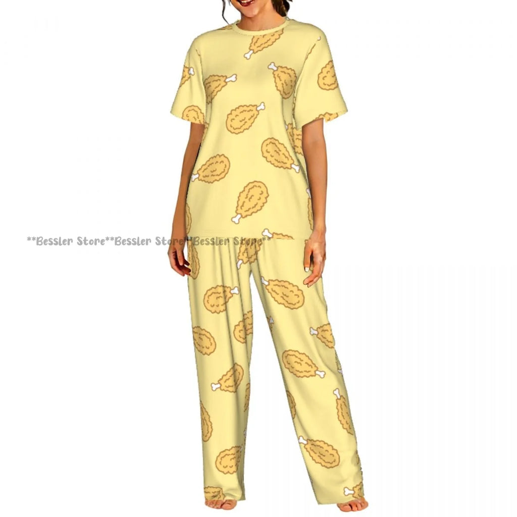 Women's Comfort Pajamas Women's Chicken Pattern Short Sleeve Set Sleepwear