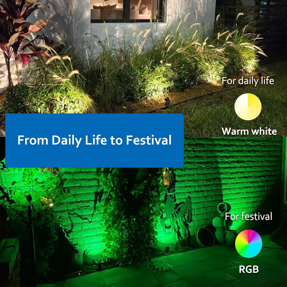 RGBW Landscape Lighting 10W with Remote Spotlight 110V 220V IP65 Waterproof for Yard Tree Lawn Garden Outdoor Christmas Light