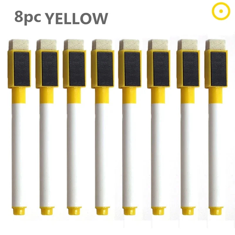 8PC Magnetic Colorful Whiteboard Pen Black White Board Markers Built In Eraser School Supply children's Graffiti Drawing pen