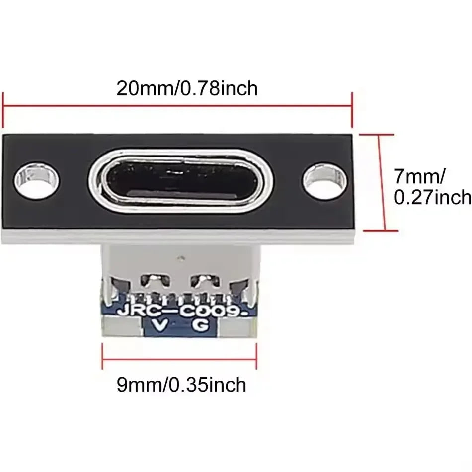 5/20Pcs USB Jack 3.1 Type-C 2Pin 4Pin Female Connector Jack Data Charging Port Small Electrical Charging Base with Fixing Plate