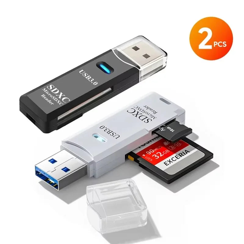 NNBILI 1-2pcs Card Reader USB3.0/2.0 To SD TF Memory Adapter High Speed TF Memory 2 IN 1 Card Reader For PC Laptop Accessories