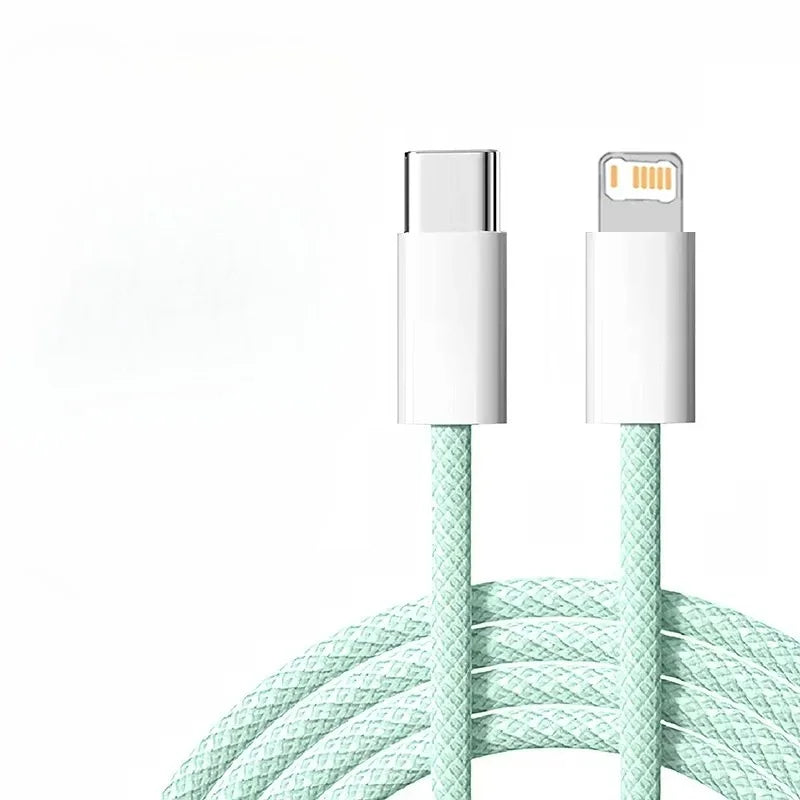 Braided 35W Fast Charge PD Cable For iPhone 13 14 Pro Max 11 12 mini X XR XS Max 7 8 Plus Quick Charging USB-C Data Cables 1m 2m