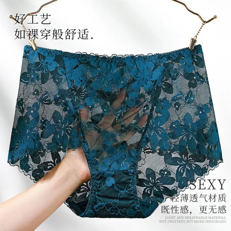 Sexy lingerie for women underwear cutout lace  floral panties Plus size ropa mujer high waist sheer mesh  interior femenina