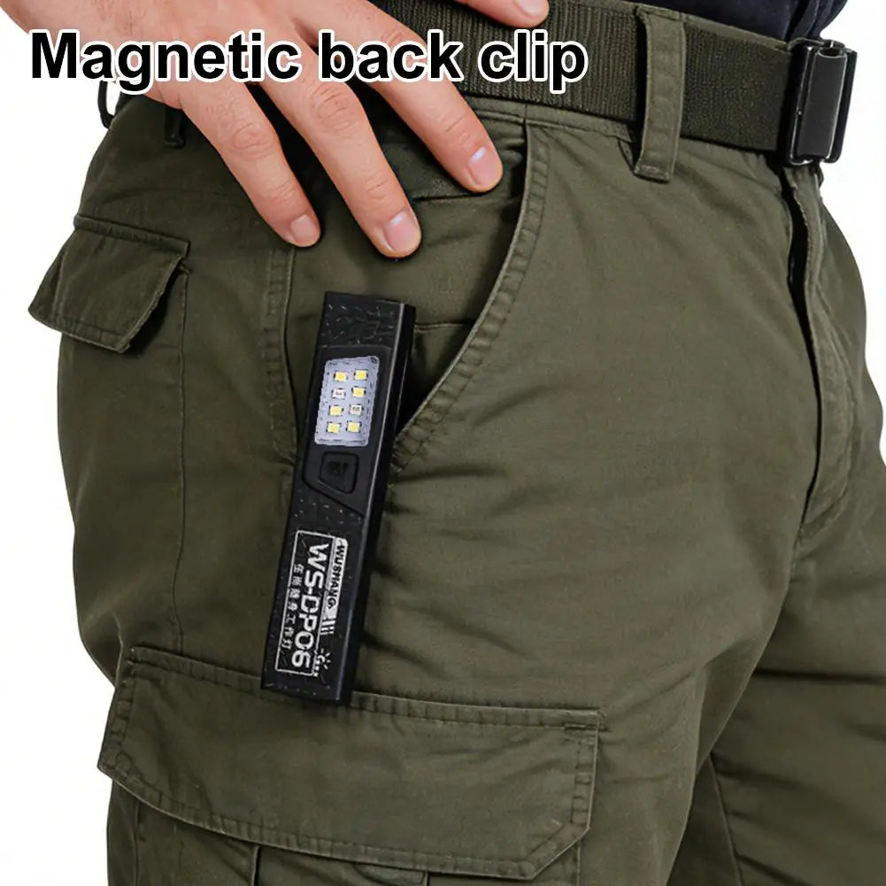 Outdoor COB LED Flashlight 650Lm Portable Mini Pocket Torch Magnetic Work Light with 7 Lighting Modes